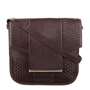 Reece Hudson Grained Brown Leather Shoulder Bag